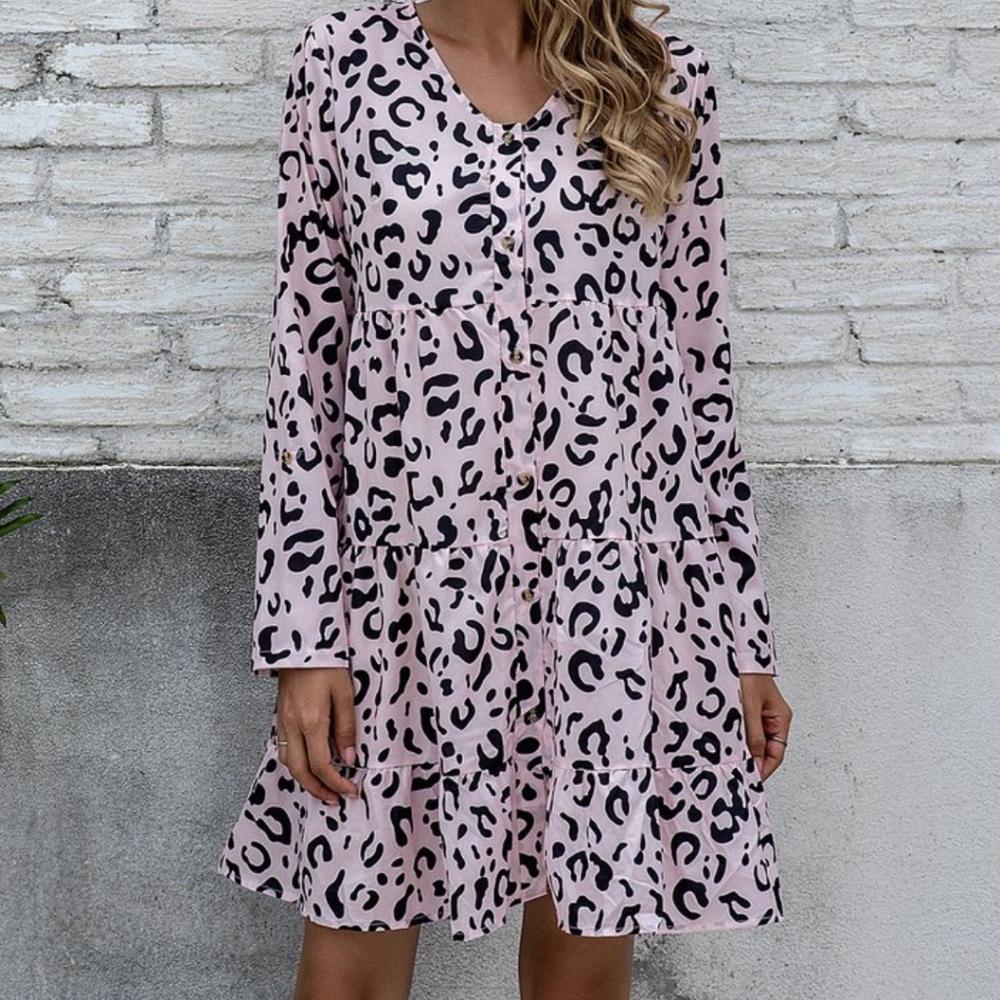 Pink leopard dress